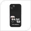 Liquid Silicone Case Karl Lagerfeld MagSafe Apple iPhone 14 Plus Iconic Karl & Choupette Black