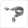 USB 2.0 Cable 4in1 Woven Magnetic Devia EC655 USB A & USB C to USB C & Lightning PD 27W+60W 1.2m Ultra 2 Titanium