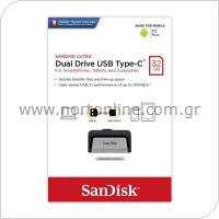 USB 3.1 Flash Disk SanDisk Dual Drive USB C 32GB 150 MB/s Silver