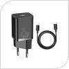 Travel Fast Charger Baseus Super Si 1C with USB C Output 25W & USB C Cable 1m Black