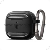 Θήκη Σιλικόνης Spigen Rugged Armor Apple AirPods 4 με Γάντζο Μαύρο