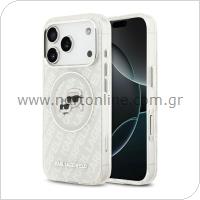 Θήκη Σιλικόνης Karl Lagerfeld Magsafe Apple iPhone 17 Pro Max Glitter Karl & Choupette Heads Λευκό
