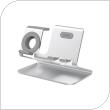 Επιτραπέζια Βάση AhaStyle ST05 για Φόρτιση Apple iPhone, Watch & Airpods Ασημί