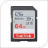 Κάρτα μνήμης SDXC C10 UHS-I  SanDisk Ultra 120MB/s 64GB