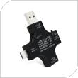 USB Digital Tester J7-C 2in1 with LCD Display Current & Voltage (USB A, C, Micro)