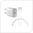 Travel Fast Charger Devia Suit RLC-381B 20W with Output USB C PD & USB C to Lightning Cable Smart 1m White