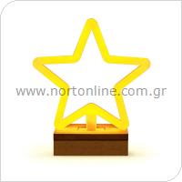 Neon LED Forever Light FLNW04 STAR (USB/Battery Operation & On/Off) with Wood Stand Warm White