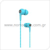 Hands Free Stereo Devia EL064 3.5mm Kintone Γαλάζιο