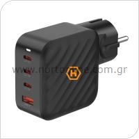 Φορτιστής Ταξιδίου Ταχείας Φόρτισης Hammer RapidCharge Duo με Τετραπλή Έξοδο USB A & 3 x USB C PD 100W Μαύρο