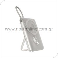 Power Bank Devia EP203 Magnetic 4in1 22.5W 10000mAh with Bracket Stand & Built-in Cable Extreme Speed Aurora Silver