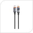 USB 2.0 Cable Foneng X116 Power Display Aluminum Alloy Braided USB C to Lightning PD 27W 1.2m Black