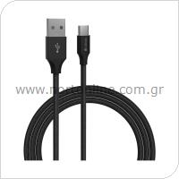 USB 2.0 Cable Devia EC308 Braided USB A to USB C 2m Gracious Black
