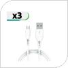 USB 2.0 Cable inos USB A to USB C 2m White (3 pcs)