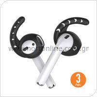Earhooks Σιλικόνης AhaStyle PT14 Apple EarPods & Airpods Comfort Μαύρο (3 ζεύγη)