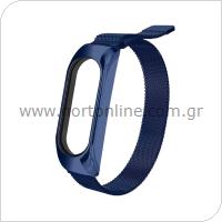 Bracelet Strap Xiaomi Mi Band 3/ 4/ 5/ 6 Metal Band Blue (Bulk)
