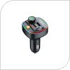 Car Fast Charger + Bluetooth MP3 Devia C4S with Dual Output USB A & USB C PD + QC 3.0 30W Smart Black