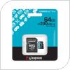 Κάρτα μνήμης Micro SDXC C10 UHS-l U3 Kingston Canvas Go! Plus 200MB/s 64GB + 1 ADP