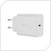 Travel Fast Charger Devia GS-W45A0948 45W with Single Output USB C PD Rocket White