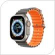 Strap Devia Sport6 Silicone Apple Watch (42/ 44/ 45/ 49mm) Deluxe Two-Tone Grey-Orange