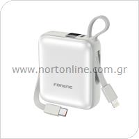 Φορτιστής Ανάγκης Foneng PX115 Mini PD 22.5W 10000mAh με 2 Ενσωματωμένα Καλώδια Χρύσο
