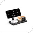 Wireless Charger Magnetic Foldable 3in1 Blavec BQI-02 Qi 15W Black