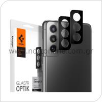 Tempered Glass Full Face Spigen Glas.tR Optik για Τζαμάκι Κάμερας Samsung G990F Galaxy S21 4G/ G991B Galaxy S21 5G Μαύρο (2 τεμ.)