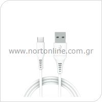 Καλώδιο Σύνδεσης USB 2.0 inos USB A σε USB C 1m Λευκό