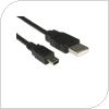 Καλώδιο Σύνδεσης USB A σε mini USB 1m Μαύρο (Ασυσκεύαστο)