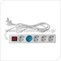 Socket GSC 5 Way with Switch & Cable 1.5m (3 x 1.5mm) White