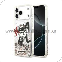 Θήκη Σιλικόνης Karl Lagerfeld Magsafe Apple iPhone 17 Pro Max Liquid Glitter Choupette Logo Διάφανο