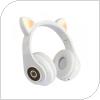 Ασύρματα Ακουστικά Κεφαλής CAT EAR CXT-B39 με LED & SD Card Cat Ears Λευκό