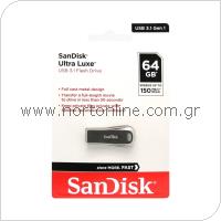USB 3.1 Flash Disk SanDisk Ultra Luxe SDCZ74 USB A 64GB 150MB/s Ασημί