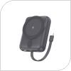 Φορτιστής Ανάγκης Foneng PX121 Magnetic Wireless 22.5W 10000mAh με Ενσωματωμένο Καλώδιο Σκούρο Γκρι