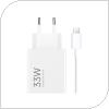 Travel Fast Charger Xiaomi Combo with Single Output USB A 33W & USB C Cable 1m White