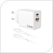 Travel Fast Charger inos with Dual Output USB A & USB C PD QC 3.0 20W White & Lightning Cable 1m White